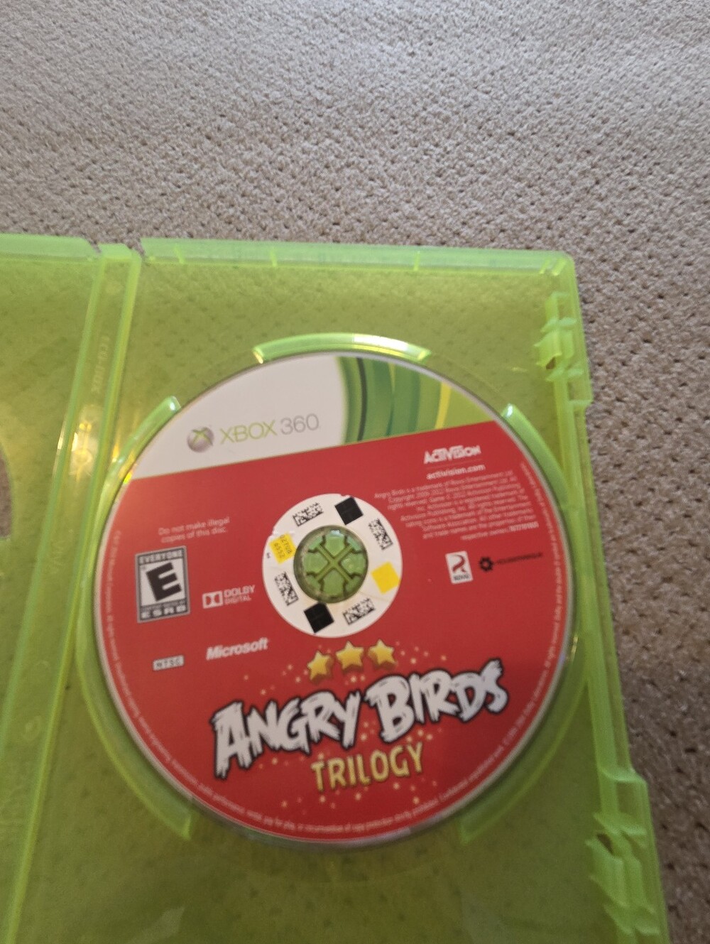 Angry Birds Trilogy Xbox 360 Disc, Case. No Manual or case art. Microsoft